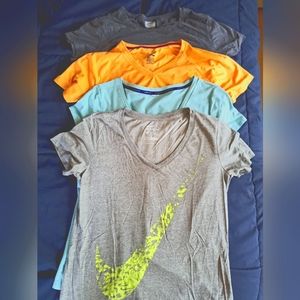 Bundle of 4 activewear stretch t-shirts , Nike dry fit, Danskin, Liz Claiborne